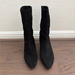 Vince Camuto Suede mid calf Black Heeled Boots